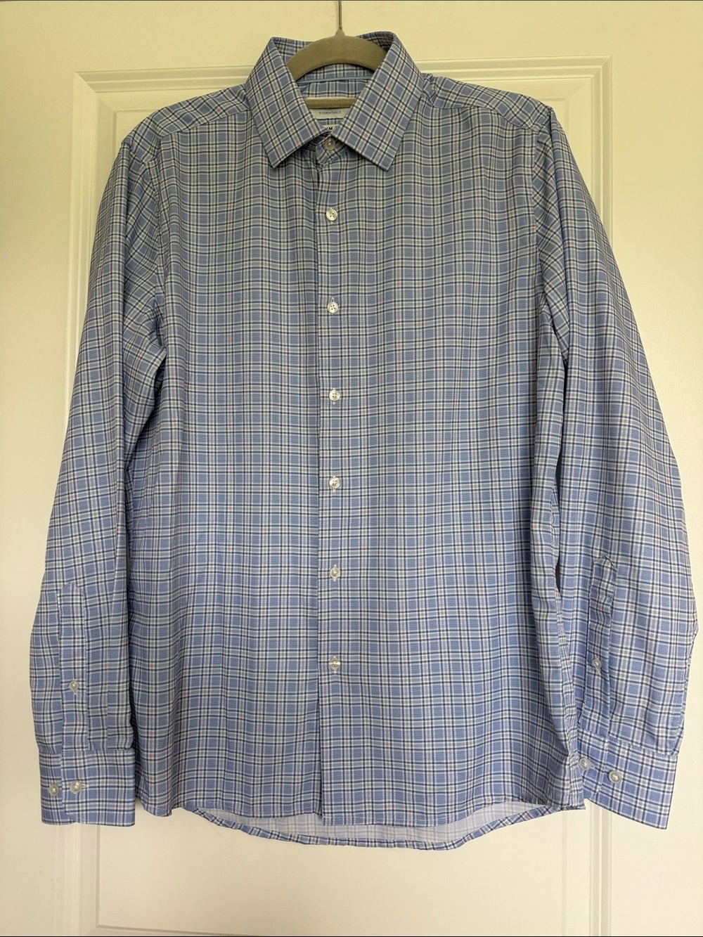 bill blass Light Blue Plaid Men's Dress Shirt